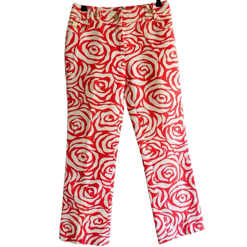 ROBERTO VERINO CROPPED PANTS COTTON 10 FUCHSIA PINK RED PREPPY